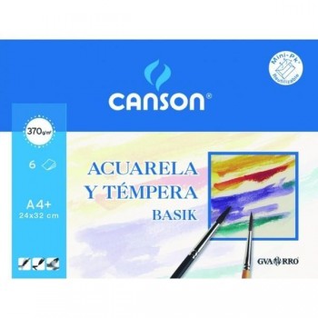 Papel acuarela y témpera Canson Basik - 370 g - Pack 6 hojas