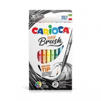 Rotulador punta pincel Carioca Super Brush - Colores surtidos - Estuche 12 ud