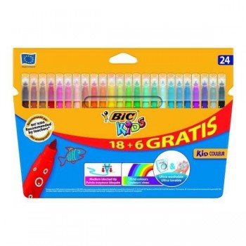 Rotulador Bic Kids Couleur - 2,8 mm - Colores surtidos - Estuche 18 + 6 ud