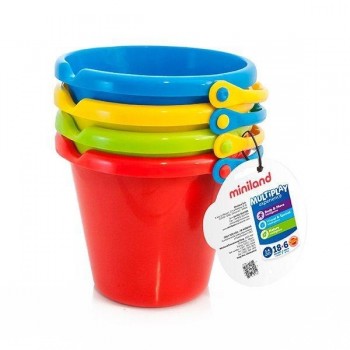 Cubo Miniland - Plástico - 19 cm - Colores surtidos - Pack 4 ud