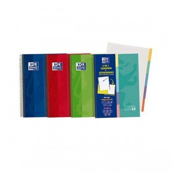 Cuaderno espiral Oxford EuropeanBook 5 90g 100h cuadrícula 5x5 A4+ colores surtidos