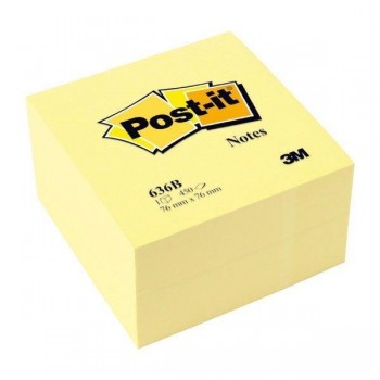 Cubo de notas adhesivas Post-it - 450 hojas - 76 x 76 mm - Color amarillo
