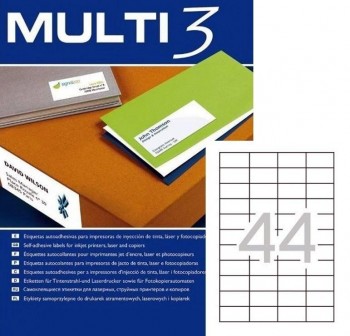 Pack de etiquetas cantos rectos MULTI3 en cajas de 500 hojas