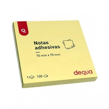 Notas adhesivas Dequa - 100 hojas - 75 x 75 mm - Color amarillo
