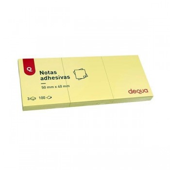 Notas adhesivas Dequa - 100 hojas - 40 x 50 mm - Color amarillo - Pack 3 blocs