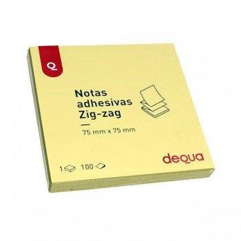 Notas adhesivas Zig-Zag Dequa - 100 hojas - 75 x 75 mm - Color amarillo