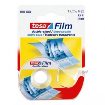 Rollo de cinta adhesiva doble cara Tesafilm con dispensador 7,5mx12mm transparente