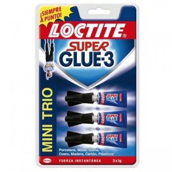 Paquete de 3 tubos pegamento Loctite Super Glue3 Mini Trío 1g