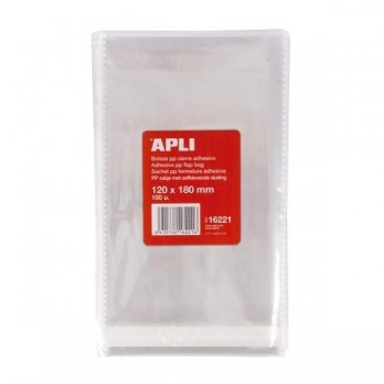 Bolsas de cierre adhesivo Apli - Polipropileno - Pack de 100 bolsas