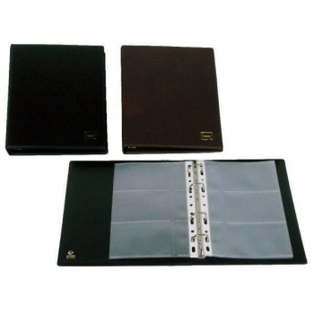 Tarjetero basic Grafoplas PVC 4 anillas 10 fundas 60 tarjetas negro