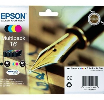 EPSON Pack 4 cartuchos inkjet T1626 original cyan/magenta/amarillo/negro