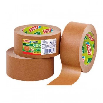 Precinto Tesa ecológico - Papel ecológico - 50 mm x 50 m - Color marrón - Pack 6 rollos