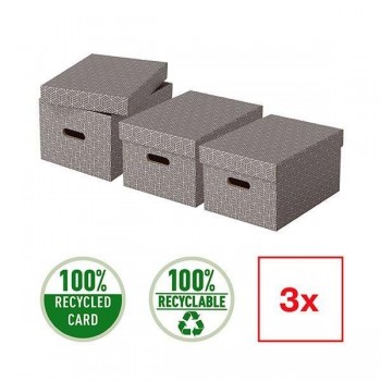 Cajas de almacenaje Esselte 36,5x26,5x20,5cm gris en paquetes de 3uds