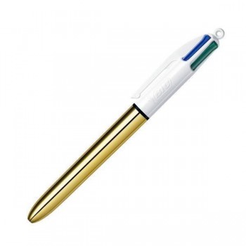 Bolígrafo Bic 4 colores Shine Gold tinta aceite trazo 0,4mm