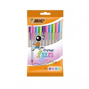 Bolígrafo Bic Cristal Fun- Trazo 0,6 mm - Colores surtidos - Pack 10 ud