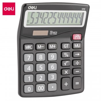 Calculadora sobremesa DELI E1210 12 dígitos negro 160x122x36mm. (solar/pila LR54)
