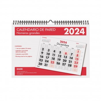 Calendario de pared DOHE números grandes 2024