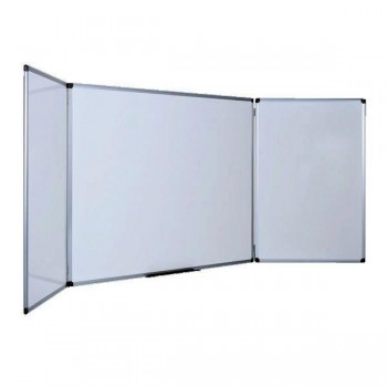 Pizarra tríptica blanca con superficie de acero vitrificado magnética 90x240cm (90x120cm CERRADA)