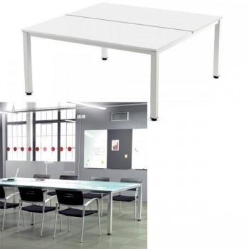 Mesa doble rectangular 360x80xFaibo-77cm aluminio/blanco