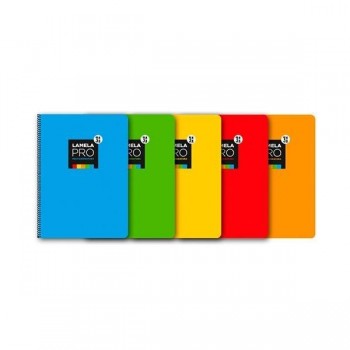 Cuaderno tapa extra dura Lamela 90g 100h cuadrovía 3mm folio colores surtidos