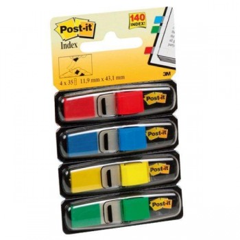 Banderitas adhesivas Post-it - 12 x 43,1 mm - Colores surtidos - Pack 140 índices