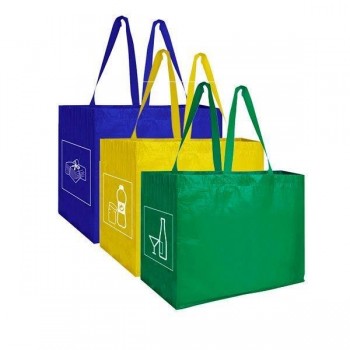 Set 3 bolsas reciclaje 400 35x29x40cm azul verde y amarillo
