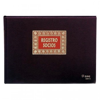 Libro registo de socios Dohe forrado tela 100h numeradas folio apaisado