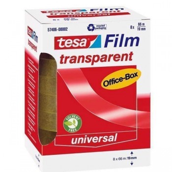 Cinta adhesiva transparente Tesafilm - 19 mm x 66 m - Torre 8 rollos