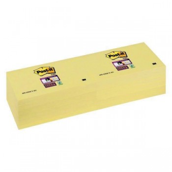 Notas adhesivas Post-it Super Sticky - 90 hojas - 47,6 x 47,6 mm - Color amarillo - Pack 12 blocs