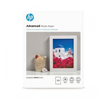 Paquete de 25hojas de papel fofográfico HP Advanced glossy photo 250g 13x18cm