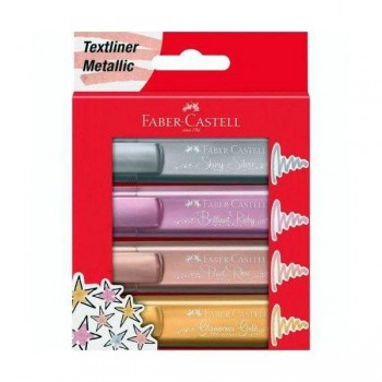 Marcador fluorescente Faber-Castell Textliner 1546 metallic en estuche de 4 colores