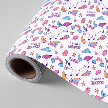 Bobina papel regalo PRYSE 62cm. 4Kg infantil unicornio dulce (economica)