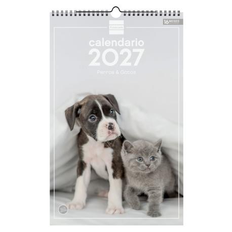 Calendario pared FINOCAM ESP25X40 2027 PERROS GAT+
