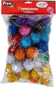 Pack 52 pompones FIXO surtidos de colores brillantes 5cm