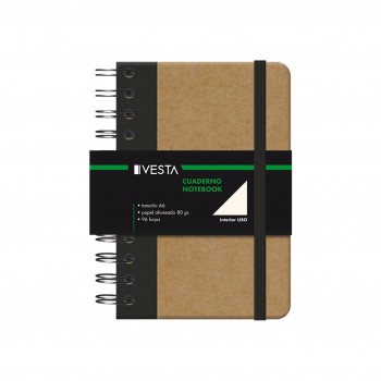 Cuaderno VESTA nature wire'o A6 - 10,5x15cm contracolado liso
