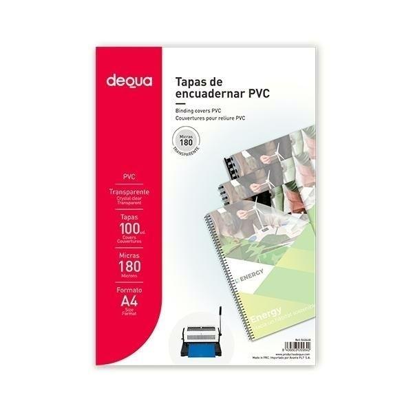 C.100 tapas encuadernacion DEQUA PVC 180 micras A4