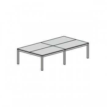 Mesa doble rectangular 320x163xFaibo-77cm. aluminio/blanco