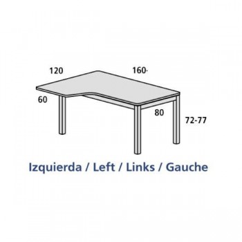 Kit mesa executive L izquierda 160x120 aluminio/blanco