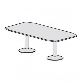 Mesa de reuniones pie columna 220x100xFaibo aluminio/blanco