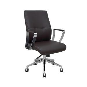 Sillón confidente Ergo540CS  base cromo ruedas cromadas similpiel marrón oscuro
